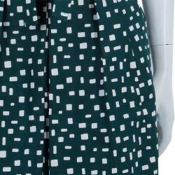 Prada Green Printed Silk Dirndl Skirt S