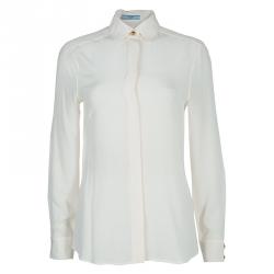 Prada White Silk Button Down Blouse S