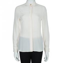 Prada White Silk Button Down Blouse S