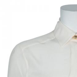 Prada White Silk Button Down Blouse S