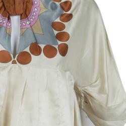 Pre Owned Prada Cream Printed Dolman Sleeve Cropped Blouse M