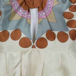 Pre Owned Prada Cream Printed Dolman Sleeve Cropped Blouse M