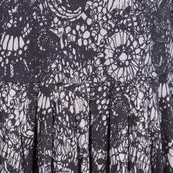 Prada Black and Pink Floral Print Jersey Long Sleeve Dress S