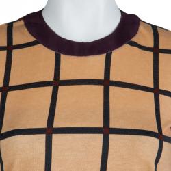 Prada Multicolor Printed Short Sleeve Peplum Top XS