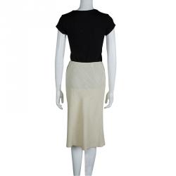 Prada Cream Textured A-Line Skirt S