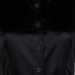 Pre Owned Prada Black Silk Pleated Button Down Belted Dress M