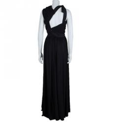 Pre Owned Prada Black Silk Ruched Halter Gown M