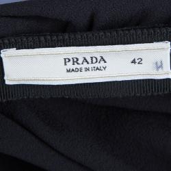 Pre Owned Prada Black Silk Ruched Halter Gown M