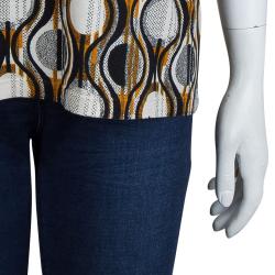 Pre Owned Prada Multicolor Printed Jersey Contrast Rib Trim Detail T-Shirt M