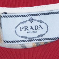 Pre Owned Prada Multicolor Printed Jersey Contrast Rib Trim Detail T-Shirt M