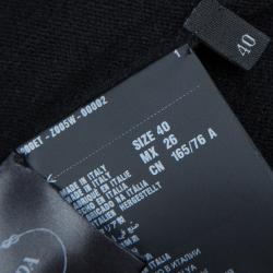 Pre Owned Prada Black Wool Striped V-Neck Oversized Sweater S