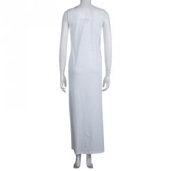 Pre Owned Prada White Jersey Floral Applique Detail Sleeveless Maxi Dress S