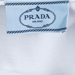 Pre Owned Prada White Jersey Floral Applique Detail Sleeveless Maxi Dress S