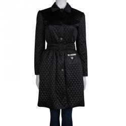 مملوكة مسبقًا معطف برادا نايلون أسود مبطن بحزام S