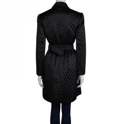 مملوكة مسبقًا معطف برادا نايلون أسود مبطن بحزام S