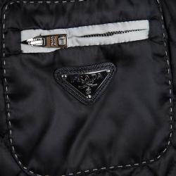 مملوكة مسبقًا معطف برادا نايلون أسود مبطن بحزام S