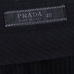 Pre Owned Prada Black High Waist Straight Fit Trousers L