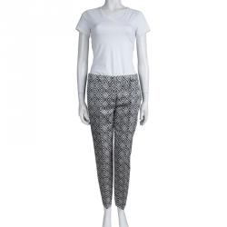 Prada Monochrome Diamond Printed Tailored Trousers S
