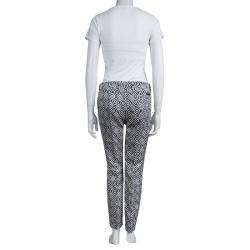 Prada Monochrome Diamond Printed Tailored Trousers S