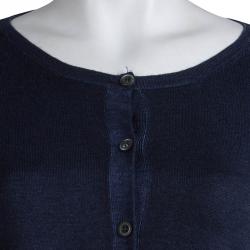 Pre Owned Prada Dark Blue Knit Long Sleeve Cropped Cardigan M