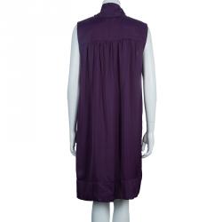 Pre Owned Prada Purple Ruffle Tie Detail Sleeveless Dress L