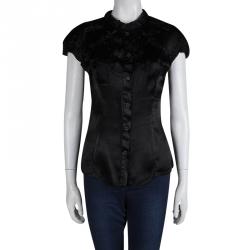 Prada Black Knot Detail Button Down Top S