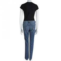 Prada Indigo Washed Denim Boot Cut Jeans M