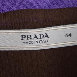 Pre Owned Prada Brown Textured Wool Contrast Strap Detail Cropped Top M