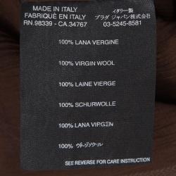 Pre Owned Prada Brown Textured Wool Contrast Strap Detail Cropped Top M