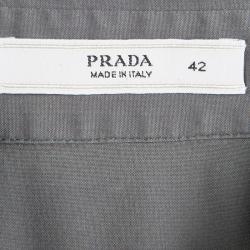 Pre Owned Prada Dark Grey Cap Sleeve Button Front Shirt M