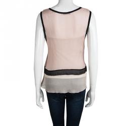 Prada Pink Crinkled Silk Feather Embellished Sleeveless Top L