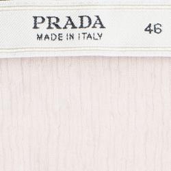 Prada Pink Crinkled Silk Feather Embellished Sleeveless Top L