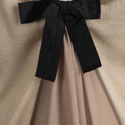 Pre Owned Prada Beige Silk Knit Pleated Front Bow Detail Top M