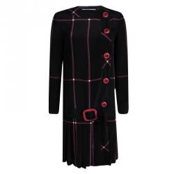  Prada Black Silk Checkered Mondrian Shift Dress S