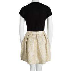 Pre Owned Prada Beige Floral Jacquard Pleated Mini Skirt M