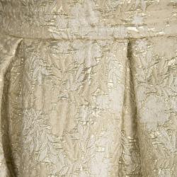 Pre Owned Prada Beige Floral Jacquard Pleated Mini Skirt M