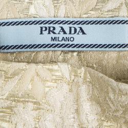 Pre Owned Prada Beige Floral Jacquard Pleated Mini Skirt M