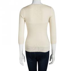 Pre Owned Prada Cream V-Neck Sweater M