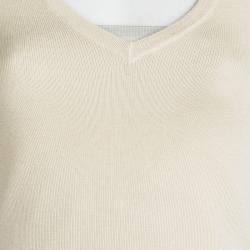 Pre Owned Prada Cream V-Neck Sweater M