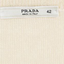 Pre Owned Prada Cream V-Neck Sweater M
