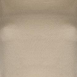 Pre Owned Prada Beige Knit Gathered Short Sleeve Top M