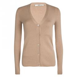 Pre Owned Prada Beige Knit Button Front Long Sleeve Cardigan M