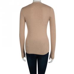 Pre Owned Prada Beige Knit Button Front Long Sleeve Cardigan M