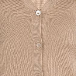 Pre Owned Prada Beige Knit Button Front Long Sleeve Cardigan M