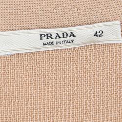 Pre Owned Prada Beige Knit Button Front Long Sleeve Cardigan M