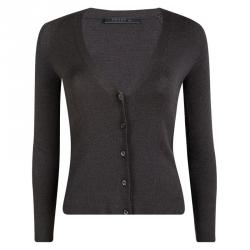 Pre Owned Prada Grey Knit Button Front Cashmere Cardigan S