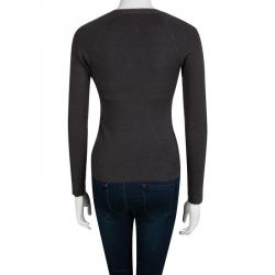 Pre Owned Prada Grey Knit Button Front Cashmere Cardigan S