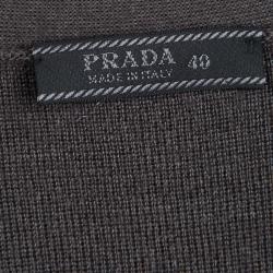 Pre Owned Prada Grey Knit Button Front Cashmere Cardigan S
