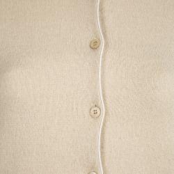 Pre Owned Prada Beige Contrast Piping Detail Long Sleeve Button Front Cardigan S