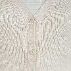 Pre Owned Prada Cream Knit Contrast Elbow Patch Detail Button Front Cardigan S